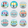 Store Front Icons Set - vector illustration, flat design Royalty Free Stock Photo