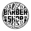 Round barbershop icon.