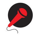 Red colored microphone vector art - music intrument black background Royalty Free Stock Photo