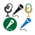 Set of colorful microphones iconic vector Royalty Free Stock Photo