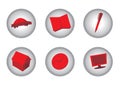 Icons in red and gray