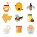 Icons apiaries and bee vector. Royalty Free Stock Photo