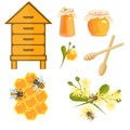 Icons apiaries and bee vector. Royalty Free Stock Photo