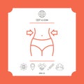 Women waist, weight loss, diet, waistline line icon Royalty Free Stock Photo