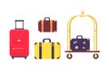 Icons of Bags and Suitcases with Hotel Cart