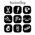 Icons barber shop elements in the style chalk