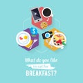 Icons breakfast business