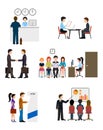 Icons on business banking system flat style
