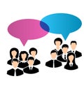 Icons of business groups share your opinions, dialogs speech bub Royalty Free Stock Photo