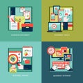 Icons for business tools, documents in flat design