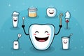 Icons and cartoons creatively communicate dental care essentials visually Royalty Free Stock Photo