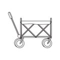 Icons of carts for gardening. Simple linear icons of wheelbarrows. Construction and hardware stores