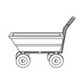 Icons of carts for gardening. Simple linear icons of wheelbarrows. Construction and hardware stores Royalty Free Stock Photo