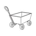 Icons of carts for gardening. Simple linear icons of wheelbarrows. Construction and hardware stores