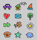 Icons children drawings Royalty Free Stock Photo