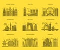 Icons Chinese Major Cities Flat Style