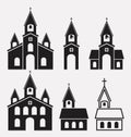 Icons of church buildings, vector