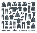 Icons of clothes for sports and workouts