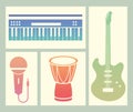 icons collection music instruments