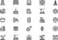 Industrial process icons collection is a vector illustration with editable stroke. Royalty Free Stock Photo