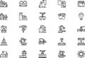 Industrial process icons collection is a vector illustration with editable stroke. Royalty Free Stock Photo