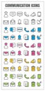 Icons communication color blck blue pink Yellow green vector on