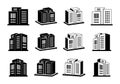 Icons company and buildings set, Vector bank and office collection on white background Royalty Free Stock Photo