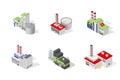 Icons and compositions of industrial building, constructions, subjects isometric view Royalty Free Stock Photo