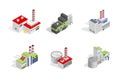 Icons and compositions of industrial building, constructions, subjects isometric view Royalty Free Stock Photo