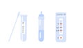 Icons of Covid-19 Home Test Kit. Coronavirus antibody blood test. Rapid strep RST. Rapid antigen detection RADT. Vector