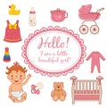 icons of cute baby girl. Vector Royalty Free Stock Photo