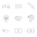 Icons of Cycling, bike. Set for bike, backpack protection, repair, form. Cyclist outfit icon in set collection on