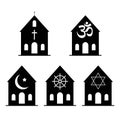 Icons denoting different religious symbols. Vector Illustration