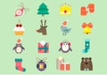 Icons design very cute Christmas holidays festival, flat line vector and illustration. Royalty Free Stock Photo