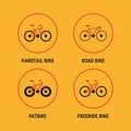 Icons Different Bicycle Bikes Option 1