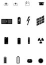 Icons of different types of electric batteries
