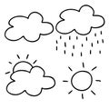 Icons of different weather isolated on a white background. Royalty Free Stock Photo