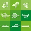 Icons digital technology electronics technician on green squares