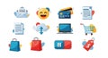 Icons displaying various functions of daily life and computer use Royalty Free Stock Photo