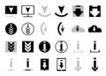 Icons for downloading files in flat style in black and white. Set of vector icons for website or app. Various simple download icon Royalty Free Stock Photo