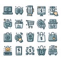 Icons for e-commerce and shopping. Line icons for online shopping. Royalty Free Stock Photo