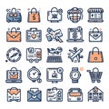 Icons for e-commerce and shopping. Line icons for online shopping. Royalty Free Stock Photo