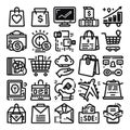 Icons for e-commerce and shopping. Line icons for online shopping. Royalty Free Stock Photo