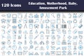 120 Icons Of Education, Motherhood, Baby, Amusement Park