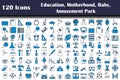 120 Icons Of Education, Motherhood, Baby, Amusement Park