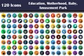 120 Icons Of Education, Motherhood, Baby, Amusement Park