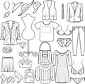 Icons fashion set men and women clothing suit bag underwear shoes shirt hat cap Product Category