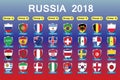 Icons flags of the participating countries 2018,group stage,