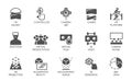 15 icons in flat style of augmented reality digital AR technology. Futuristic technology concept. Vector labels isolated