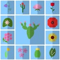 Icons floret. Vector cactus. Beautiful flowers Royalty Free Stock Photo